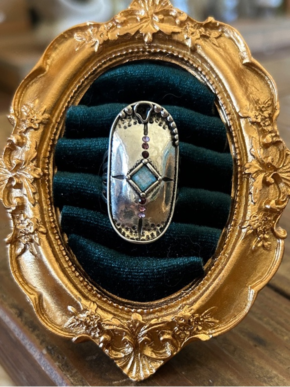 & Other Stories Silver Ring with Turquoise and Purple Accents